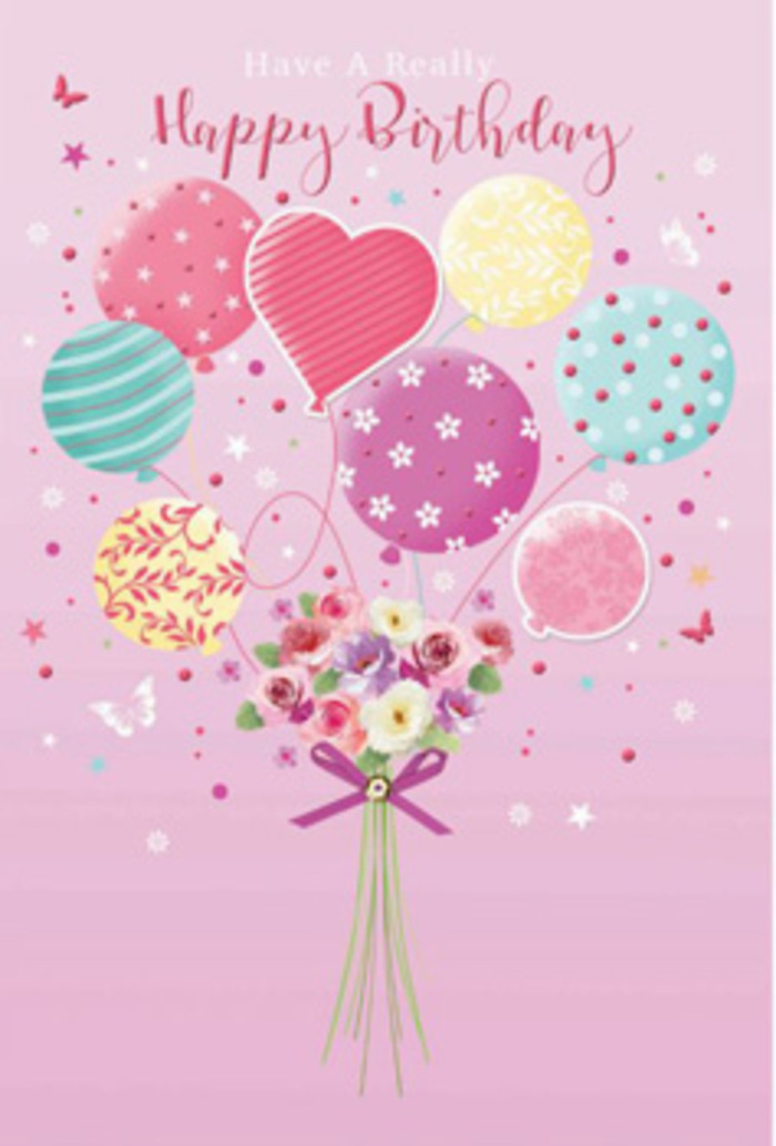This illustrated birthday bouquet feels like a small celebration drifting over the green spaces of Mill Hill, captured in soft, romantic detail. The background is a gentle blush-pink, setting a calm, joyful stage for a cluster of pastel balloons that seem to tug a dainty garden skyward. Each balloon carries its own character: some are wrapped in sweeping candy-coloured stripes, others are scattered with tiny dots that look ready to dance, while floral motifs and subtle swirls add a sense of movement. Pale sunshine yellow, rosy fuchsia, sea glass green, and lavender blend together, glowing as though lit by late-afternoon light over Mill Hill Park. At the base, a petite hand-tied bouquet rests, its stems gathered tightly and finished with a violet bow that shimmers like satin. The flowers themselves are a mix of small roses and soft, daisy-like blooms in creamy ivory, blush pink, and muted mauve, their velvety petals shaded as though brushed by morning light. You can almost imagine the fragrance: gentle, slightly sweet, comforting, like standing near a well-kept front garden off Mill Hill Broadway. Delicate butterflies and tiny stars flutter around the balloons and blooms, suggesting a birthday wish caught in a happy daydream. The design balances whimsy with elegance, the kind of artwork that would perfectly echo a thoughtfully delivered bouquet arriving at a Mill Hill doorstep. Every curve, colour, and pattern feels deliberately chosen to whisper congratulations, making the recipient feel seen, celebrated, and cherished on their special day.
