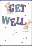 Radiating cheerful optimism, this get well card is a colourful expression of the warm-hearted connections that enrich Mill Hill. The central illustration features an adorable teddy bear and an affable puppy, their lively partnership and expressive faces embodying the community spirit seen on the bustling lanes near Mill Hill East station. Together, they cradle oversized, vividly shaded letters spelling 'Get Well'-the rich hues of teal and purple set confidently against a soft, creamy white backdrop. Sparkling stars, in a playful constellation of blues and violets, swirl joyously around them, suggesting the hope one might feel amidst a bouquet picked up from a favourite local Mill Hill florist. The illustrated textures-the bear's gentle fluff, the puppy's inviting, droopy ears-evoke warmth and the comforting promise of recovery, much like sharing flowers and a hug with a friend after a long week. Though created with the artist's brush, each detail resonates with sincere care, turning a simple card into an emotional salve ready to uplift anyone on the mend in Mill Hill or nearby neighbourhoods. The combination of lively design and tender sentiment makes this card-and the moment it celebrates-a small, joyful celebration of care, perfectly matched to the spirit of Mill Hill's friendly community.